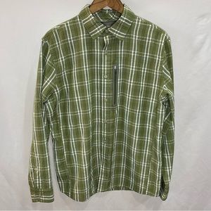 L.L. Bean Cool Weave Performance Outdoor Green Plaid Fishing UPF Outdoor Shirt